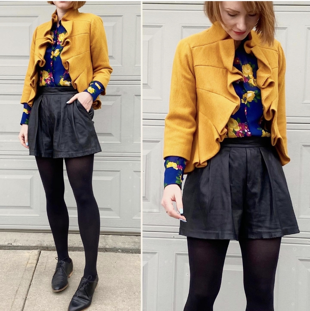Tabitha Terrace House Mustard Crop Ruffle Jacket